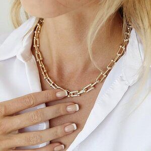 House of Harlow 1960 connecting u ball gold chain necklace